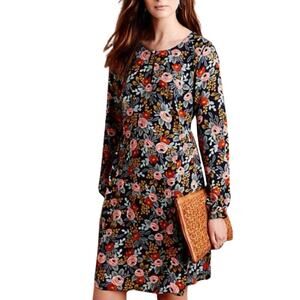 Paper Crown x Rifle Paper Floral Swing Mini Dress Keyhole Long Sleeve Women’s XS